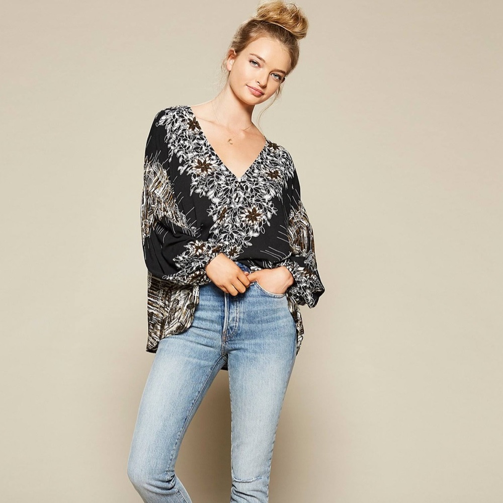 NWT Free People Birds of A Feather Peasant Top, XS